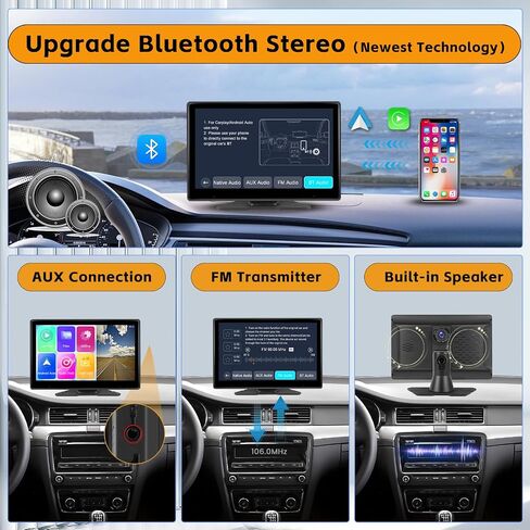 Latest 2024 10.1 Inch Portable Car Stereo with Apple CarPlay/Android Auto, 4K DVR Dash Cam with ADAS Carplay Screen with 1080P AUX/FM,Dual Bluetooth Backup Camera,Mirror Link,Voice Control,Navigation in Saudi Arabia
