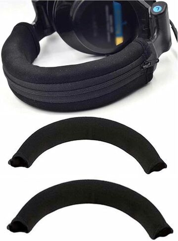 2Pcs Black Headphone Protector Zipper Headband for Audio Technica ATH MSR7 M20 M30 M40 M40X M50X SX1 Headphone Accessories,Earpads Headphones, Earbuds and Accessories in Saudi Arabia