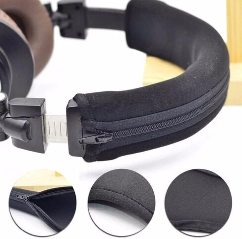 2Pcs Black Headphone Protector Zipper Headband for Audio Technica ATH MSR7 M20 M30 M40 M40X M50X SX1 Headphone Accessories,Earpads Headphones, Earbuds and Accessories in Saudi Arabia