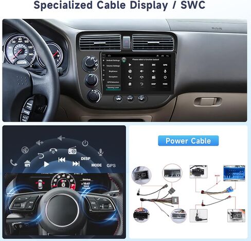 Hodozzy 2G 64G راديو السيارة Android لهوندا سيفيك 2001 2002 2003 2004 2005 Carplay Android Auto Mirror Link، 9 بوصة تعمل باللمس راديو بلوتوث GPS للملاحة WiFi FM RDS Hifi، كاميرا احتياطية in Saudi Arabia