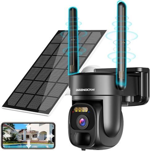كاميرا أمان شمسية BEENOCAM 2K خارجية، كاميرا شمسية خارجية بدقة 3 ميجابكسل، كاميرا أمان 360 درجة PTZ لأمن المنزل، رؤية ليلية ملونة 80 مترًا، كشف الإنسان بالذكاء الاصطناعي، صوت ثنائي الاتجاه in Saudi Arabia