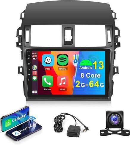 راديو السيارة Carplay اللاسلكي لتويوتا كورولا 2009-2013، 8 Core 2G 64G Android 13 4G-WiFi DSP-36 59-UI Themes، Rimoody 9 بوصة تعمل باللمس سيارة ستيريو Android Auto Mirror Link GPS BT/FM/RDS كاميرا in Saudi Arabia