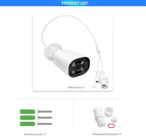 عدسة بزاوية واسعة 4 ميجابكسل 2.8 ملم 1440 بيكسل IP رصاصة كاميرا مراقبة ملونة للرؤية الليلية PoE مع ميكروفون (صوت)، 24/7 إضاءة LED مزدوجة ذكية طوال الوقت، مقاومة للطقس IP66 متوافقة مع NVR/RTSP in Saudi Arabia