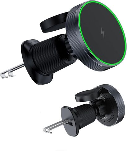 شاحن سيارة لاسلكي مغناطيسي، متوافق مع فتحة تهوية مغناطيسية قابلة للتعديل 360 درجة، 2 في 1 متوافق مع iPhone 15/14/13/12 Pro Max Plus Mini وApple Watch in Kuwait