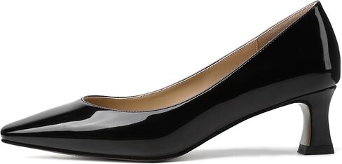 SKYSTERRY Women's Square Toe Casual Office Slip On Patent Spool Low Heel Pumps Shoes 2 Inch in Saudi Arabia