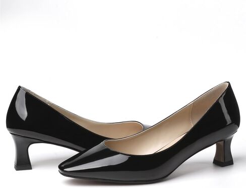 SKYSTERRY Women's Square Toe Casual Office Slip On Patent Spool Low Heel Pumps Shoes 2 Inch in Saudi Arabia