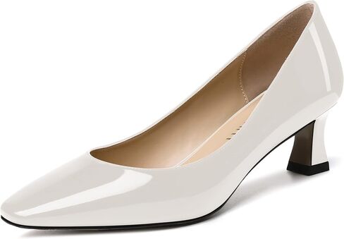 SKYSTERRY Women's Square Toe Casual Office Slip On Patent Spool Low Heel Pumps Shoes 2 Inch in Saudi Arabia