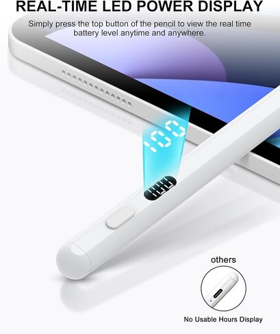 قلم شاشة لجهاز iPad 10th/9th Gen مع شاشة طاقة LED، رفض راحة اليد، حساس للإمالة، قلم Apple iPad متوافق مع iPad 10/9/8/7/6(2018-2022)، iPad Air 5/4/3، iPad Pro 11/12.9 بوصة، آيباد ميني 6/5 in Kuwait