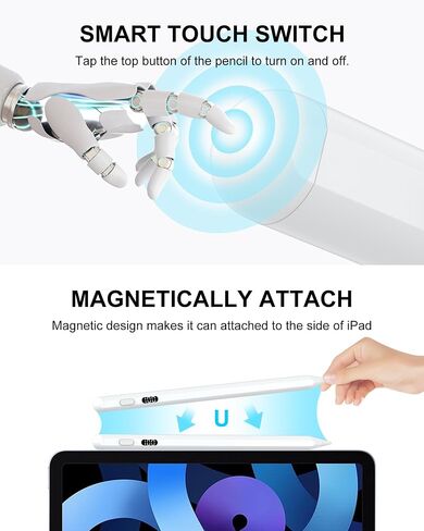 قلم شاشة لجهاز iPad 10th/9th Gen مع شاشة طاقة LED، رفض راحة اليد، حساس للإمالة، قلم Apple iPad متوافق مع iPad 10/9/8/7/6(2018-2022)، iPad Air 5/4/3، iPad Pro 11/12.9 بوصة، آيباد ميني 6/5 in Kuwait