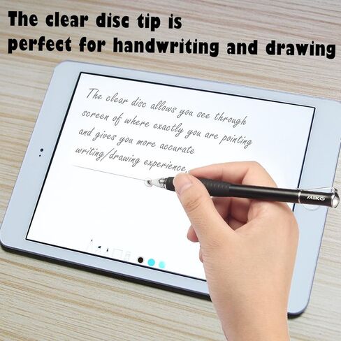 MEKO (2nd Generation) [2 in 1 Precision Series] Disc Stylus/Styli for iPhone7/7plus, iPad 4/ iPad Mini and All Touch Screen Devices Bundle with 3 Replacement Tips (1Pcs,Black) in Kuwait