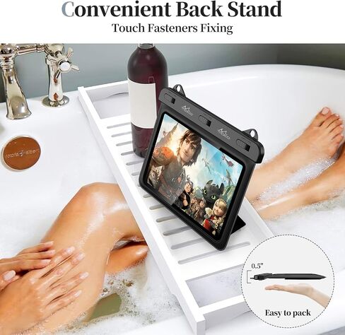 حافظة كمبيوتر لوحي مقاومة للماء من MoKo متوافقة مع Fire HD 8/Fire 7، iPad Mini 6/5/4/3، Galaxy Tab Pro 8.4، Tab S2/Tab E/Tab A 8.0 8.4 حتى 8.5 بوصة، حقيبة حامل جافة لمطبخ الحمام الحقيبة الوقوف، أسود in Saudi Arabia