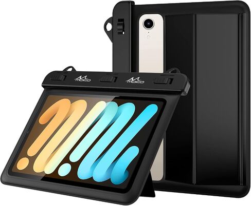 حافظة كمبيوتر لوحي مقاومة للماء من MoKo متوافقة مع Fire HD 8/Fire 7، iPad Mini 6/5/4/3، Galaxy Tab Pro 8.4، Tab S2/Tab E/Tab A 8.0 8.4 حتى 8.5 بوصة، حقيبة حامل جافة لمطبخ الحمام الحقيبة الوقوف، أسود in Saudi Arabia