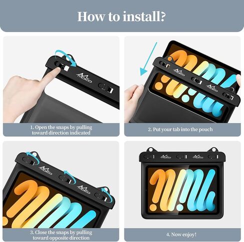حافظة كمبيوتر لوحي مقاومة للماء من MoKo متوافقة مع Fire HD 8/Fire 7، iPad Mini 6/5/4/3، Galaxy Tab Pro 8.4، Tab S2/Tab E/Tab A 8.0 8.4 حتى 8.5 بوصة، حقيبة حامل جافة لمطبخ الحمام الحقيبة الوقوف، أسود in Saudi Arabia