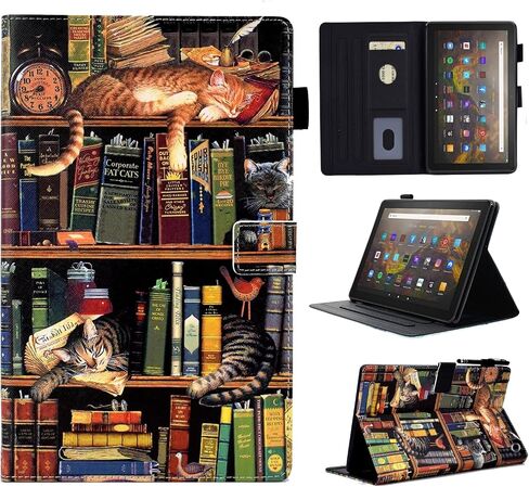 for Kindle Fire HD 8 & 8 Plus Case (12th/10th Gen), Bookshelf Cat in Saudi Arabia