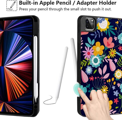 حافظة DONGKE بتصميم زهور لجهاز iPad Pro مقاس 12.9 بوصة الجيل السادس والخامس والرابع والثالث مع حامل قلم رصاص وتنشيط/غفو تلقائي وحامل in Saudi Arabia