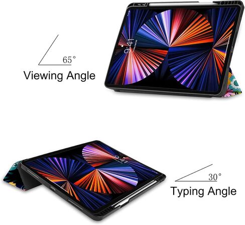 حافظة DONGKE بتصميم زهور لجهاز iPad Pro مقاس 12.9 بوصة الجيل السادس والخامس والرابع والثالث مع حامل قلم رصاص وتنشيط/غفو تلقائي وحامل in Saudi Arabia