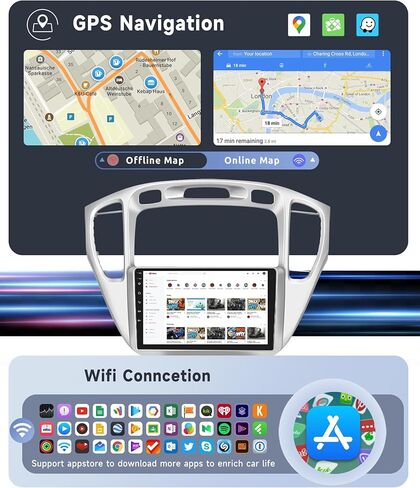 [8 CORE 2G+64G] Car Radio for Toyota Highlander 2000-2007 with Wireless Apple Carplay/Android Auto, 9 Inch Android 13 IPS Touch Screen Car Stereo, Bluetooth, GPS, WiFi, SWC, DSP + Backup Camera in Saudi Arabia