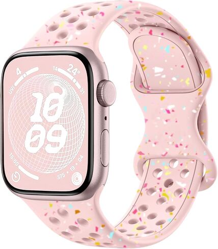 سوار سيليكون رياضي مسامي متوافق مع أساور ساعة Apple 40 مم 38 مم 44 مم 41 مم 45 مم 42 مم 49 مم للنساء والرجال، سوار معصم ناعم من البلاستيك المعاد تدويره لسلسلة iWatch Bands 9 SE 8 7 6 5 4 3 2 1 Ultra in Saudi Arabia