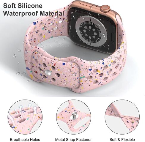 سوار سيليكون رياضي مسامي متوافق مع أساور ساعة Apple 40 مم 38 مم 44 مم 41 مم 45 مم 42 مم 49 مم للنساء والرجال، سوار معصم ناعم من البلاستيك المعاد تدويره لسلسلة iWatch Bands 9 SE 8 7 6 5 4 3 2 1 Ultra in Saudi Arabia