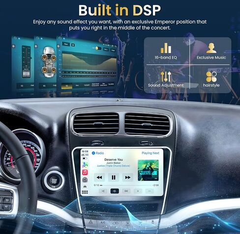 Android 13 (4 Core 2+64GB) ستيريو سيارة لراديو Dodge Journey 2011-2019، شاشة لمس 1280 * 800 IPS مع Carplay/Android Auto، 5G WiFi 5.0 Bluetooth FM/RDS DSP GPS SWC 1080P AHD كاميرا خلفية in Kuwait