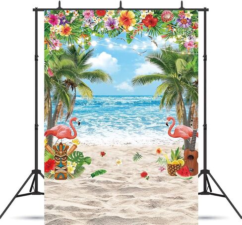 5×7ft Hawaiian Luau Backdrops for Photography Summer Beach Aloha Seaside Flamingo Background Tropical Floral Ocean Party Banner Decorations Photo Booth Props in Saudi Arabia