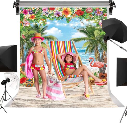 5×7ft Hawaiian Luau Backdrops for Photography Summer Beach Aloha Seaside Flamingo Background Tropical Floral Ocean Party Banner Decorations Photo Booth Props in Saudi Arabia