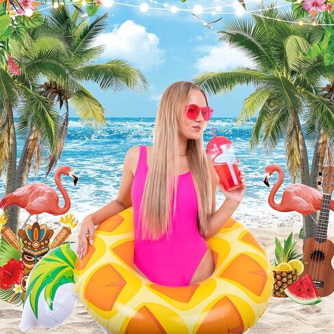 5×7ft Hawaiian Luau Backdrops for Photography Summer Beach Aloha Seaside Flamingo Background Tropical Floral Ocean Party Banner Decorations Photo Booth Props in Saudi Arabia