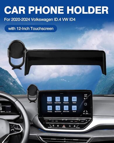 حامل هاتف السيارة Autorder لـ 2020-2024 Volkswagen ID.4 VW ID4 ملحقات الهاتف جبل شاشة 12 بوصة للهاتف الخلوي حاملات السيارات بدون استخدام اليدين دوران 360 درجة in Saudi Arabia