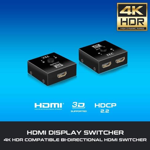 TEC THDSW2W-4K60 HDMI Switch 4K@60 هرتز HDMI Splitter ثنائي الاتجاه HDMI Switch 2 مدخل 1 مخرج مقسم يدعم 4K 3D متوافق مع Nintendo Switch Blu-Ray Player TV Stick Xbox PS4 HDTV Monitor in Kuwait