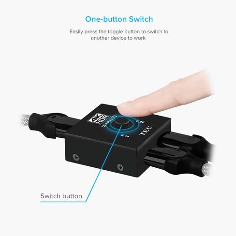 TEC THDSW2W-4K60 HDMI Switch 4K@60 هرتز HDMI Splitter ثنائي الاتجاه HDMI Switch 2 مدخل 1 مخرج مقسم يدعم 4K 3D متوافق مع Nintendo Switch Blu-Ray Player TV Stick Xbox PS4 HDTV Monitor in Kuwait