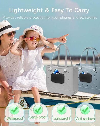 Silicone Wallet Phone Holder for Bogg Bag, Beach Bags Phone Holder Charms Insert Accessories for Bogg Beach Bags, Phone Holder for Bogg Bag Accessories Fits for iPhone&Android Phones(Black) in Saudi Arabia