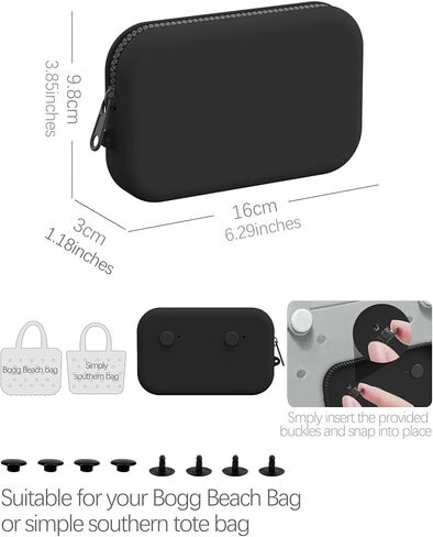 Silicone Wallet Phone Holder for Bogg Bag, Beach Bags Phone Holder Charms Insert Accessories for Bogg Beach Bags, Phone Holder for Bogg Bag Accessories Fits for iPhone&Android Phones(Black) in Saudi Arabia