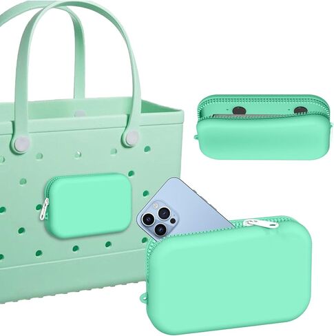 Silicone Wallet Phone Holder for Bogg Bag, Beach Bags Phone Holder Charms Insert Accessories for Bogg Beach Bags, Phone Holder for Bogg Bag Accessories Fits for iPhone&Android Phones(Black) in Saudi Arabia