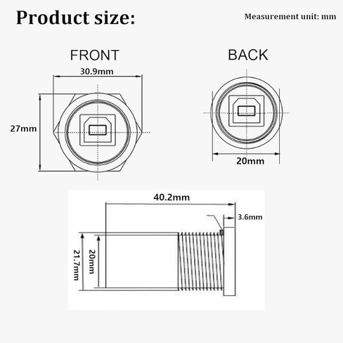 محول طباعة PENGLIN قطعتين USB 2.0 من النوع B، قابس محول موصل الطابعة من النوع B أنثى إلى أنثى متوافق مع القرص الصلب لجهاز الفاكس بالطابعة in Kuwait