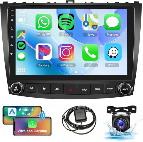 2G 64G Android 13 Car Stereo Car Radio Wireless Carplay for Lexus IS250 2006-2010، Rimoody 10.1 بوصة شاشة تعمل باللمس Android Auto Mirror Link Bluetooth FM/RDS GPS WiFi HiFi SWC كاميرا احتياطية in Saudi Arabia