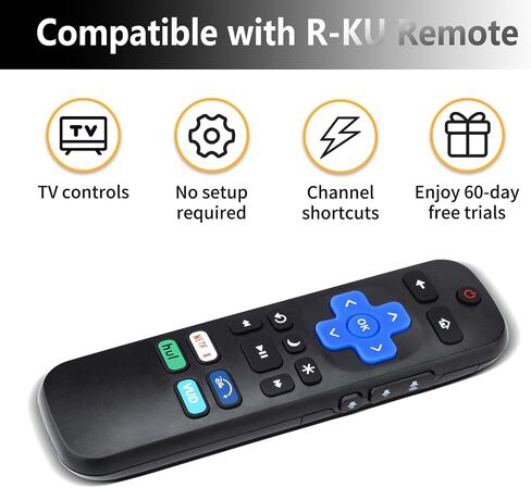 EFGWXYZ Replacement TV Remote Control for Rku- TV, for TCL/Hisense/Sharp/Philibs/Onn/Element/Insignia Rku- TV (NOT for Rku- Stick or Box)(2 Pack) (H-NDHS) in Saudi Arabia