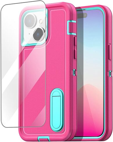 AICase iPhone 12/iPhone 12 Pro Case (2020) 6.1-Inch, Drop Protection Rugged Heavy Duty Case, Shockproof/Drop/Dust Proof 3-Layer Protective Tough Durable Cover_Pink in Kuwait