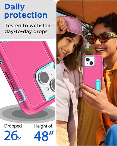 AICase iPhone 12/iPhone 12 Pro Case (2020) 6.1-Inch, Drop Protection Rugged Heavy Duty Case, Shockproof/Drop/Dust Proof 3-Layer Protective Tough Durable Cover_Pink in Kuwait