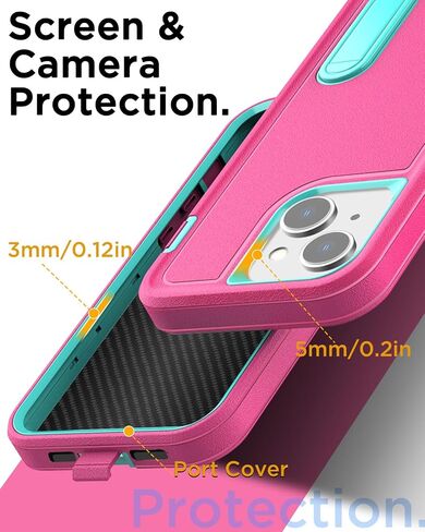 AICase iPhone 12/iPhone 12 Pro Case (2020) 6.1-Inch, Drop Protection Rugged Heavy Duty Case, Shockproof/Drop/Dust Proof 3-Layer Protective Tough Durable Cover_Pink in Kuwait