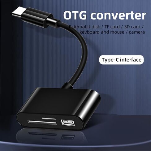 USB Type C Card Reader OTG Adapter Micro USB Sd/tf Card Reader for Android Phone Computer Multi-Function Data Transfer Cable Black in Saudi Arabia