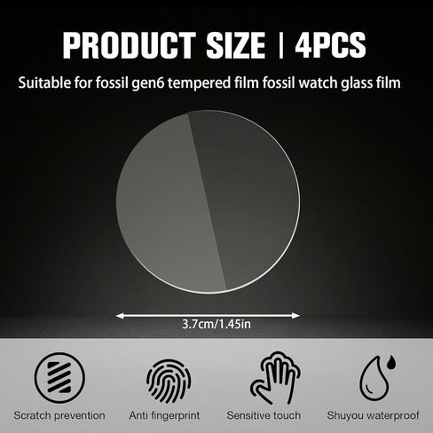 4-Pack 42mm Watch Tempered Screen Protectors Film, 2.5D 9H Hardness HD Clear Anti-Scratch Anti-Oil Waterproof Bubble-Free, Unisex Smartwatch Accessories Compatible for Fossil Gen 5/Gen 6 in Saudi Arabia