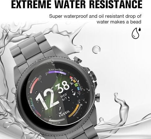 4-Pack 42mm Watch Tempered Screen Protectors Film, 2.5D 9H Hardness HD Clear Anti-Scratch Anti-Oil Waterproof Bubble-Free, Unisex Smartwatch Accessories Compatible for Fossil Gen 5/Gen 6 in Saudi Arabia