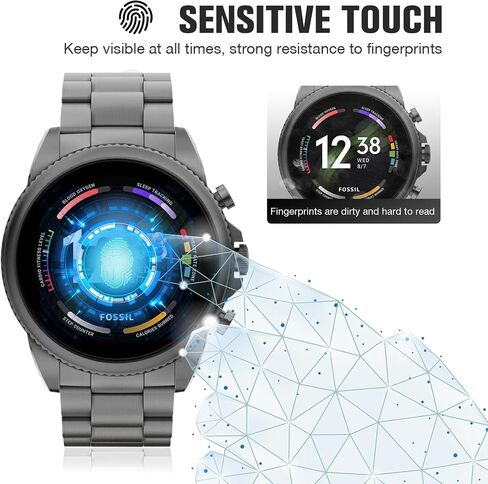 4-Pack 42mm Watch Tempered Screen Protectors Film, 2.5D 9H Hardness HD Clear Anti-Scratch Anti-Oil Waterproof Bubble-Free, Unisex Smartwatch Accessories Compatible for Fossil Gen 5/Gen 6 in Saudi Arabia