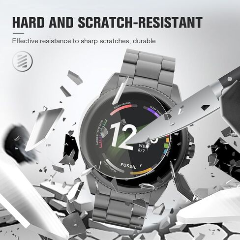4-Pack 42mm Watch Tempered Screen Protectors Film, 2.5D 9H Hardness HD Clear Anti-Scratch Anti-Oil Waterproof Bubble-Free, Unisex Smartwatch Accessories Compatible for Fossil Gen 5/Gen 6 in Saudi Arabia