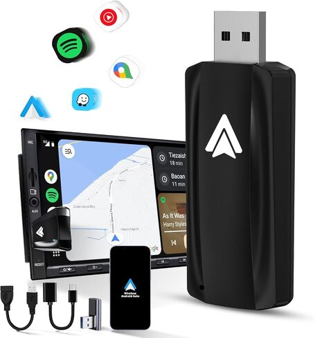 Android Auto Wireless Adapter for Car Android auto Small Car Dongle for OEM Wired Car, 2024 Latest Version Play Plug Easy Setup Online Update in Kuwait