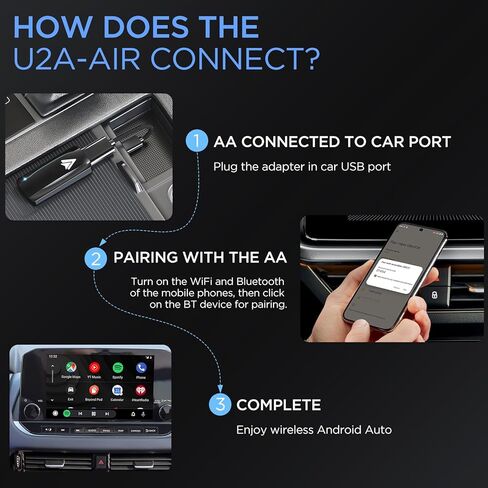 Android Auto Wireless Adapter for Car Android auto Small Car Dongle for OEM Wired Car, 2024 Latest Version Play Plug Easy Setup Online Update in Kuwait