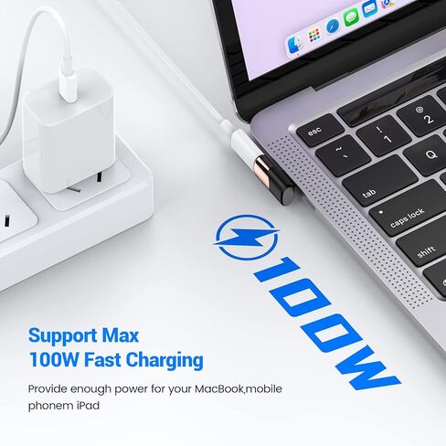 محول زاوية يمين USB C 90 درجة USB C ذكر إلى موسع USB C أنثى، موسع USB من النوع C Thunderbolt لأجهزة MacBook Pro وiMac وiPad Pro والكمبيوتر اللوحي والهواتف ونينتندو سويتش وأجهزة أخرى من النوع C in Kuwait