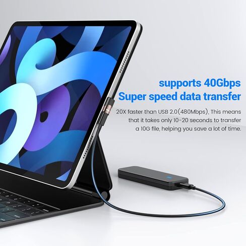 محول زاوية يمين USB C 90 درجة USB C ذكر إلى موسع USB C أنثى، موسع USB من النوع C Thunderbolt لأجهزة MacBook Pro وiMac وiPad Pro والكمبيوتر اللوحي والهواتف ونينتندو سويتش وأجهزة أخرى من النوع C in Kuwait