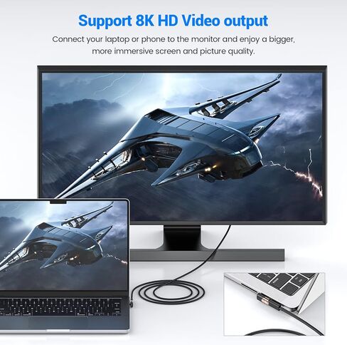 محول زاوية يمين USB C 90 درجة USB C ذكر إلى موسع USB C أنثى، موسع USB من النوع C Thunderbolt لأجهزة MacBook Pro وiMac وiPad Pro والكمبيوتر اللوحي والهواتف ونينتندو سويتش وأجهزة أخرى من النوع C in Kuwait