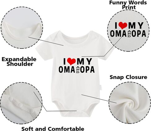 YSCULBUTOL Baby Twins Bodysuit I Love My Oma And Opa Baby Romper Newborn Baby Infant Outfits Boy Girl Clothes in Saudi Arabia